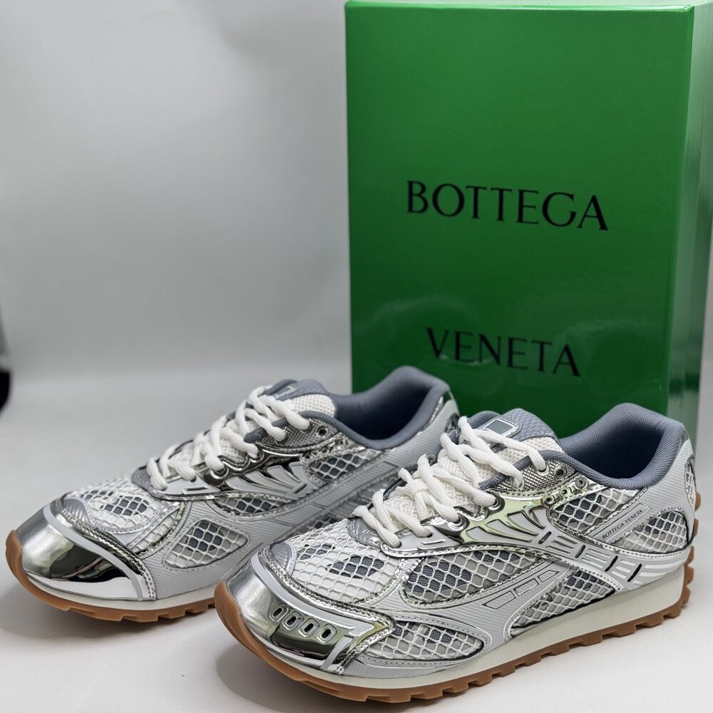BV Luxe White Silver Sports Kicks